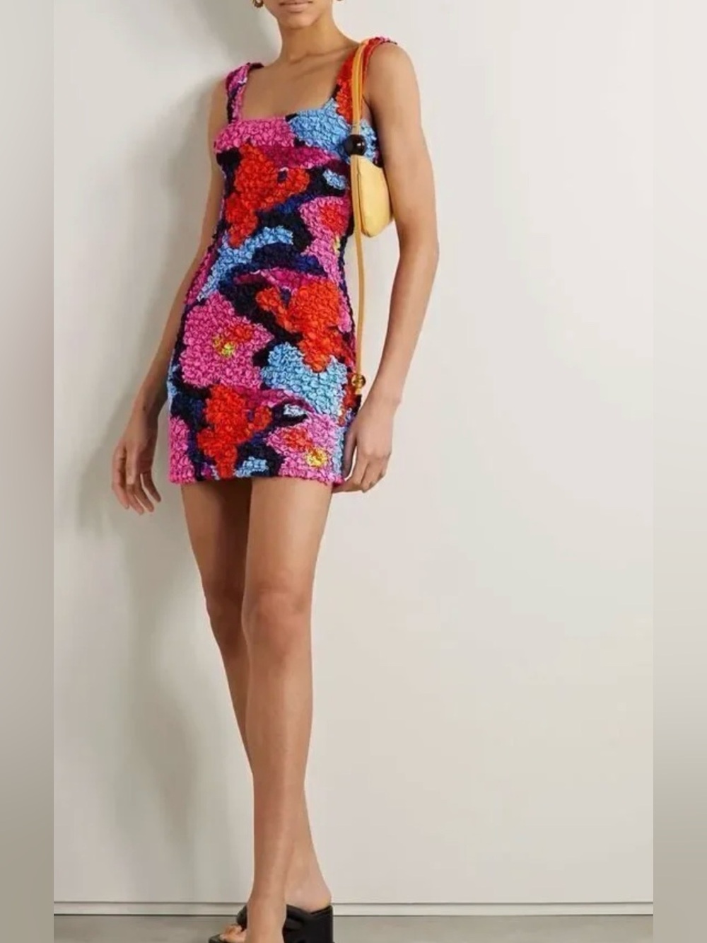 Mara Hoffman Pink Red Blue Floral Popcorn Mini Dress